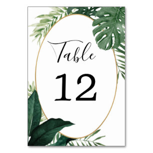 Tarjeta De Mesa Números de tabla Boda de Monstera Tropical