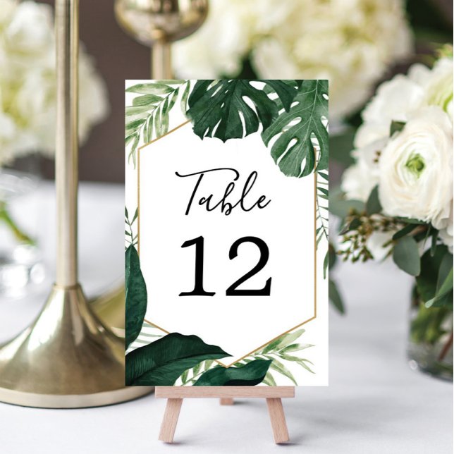 Tarjeta De Mesa Números de tabla Boda de Monstera Tropical (Subido por el creador)