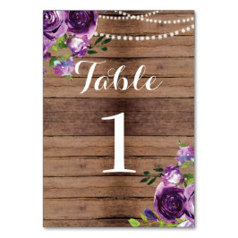 Tarjeta De Mesa Números de tabla Boda Flores Rústicas Púrpura Made