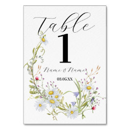 Tarjeta De Mesa Números de tabla Boda Flores salvajes primavera