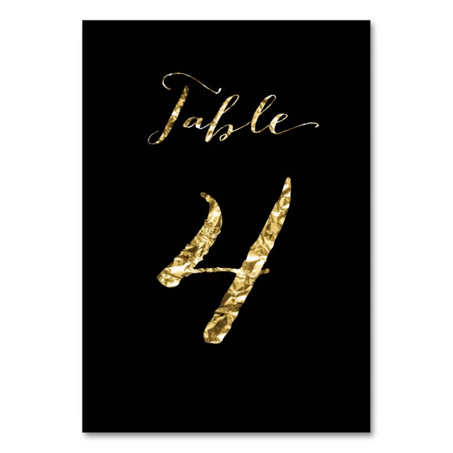 Tarjeta De Mesa Números de tabla boda Relieve metalizado dorado ne (Anverso)