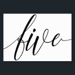 Tarjeta De Mesa Números de tabla boda - Tipografía de lujo (negro)<br><div class="desc">Tabla número 5: Esta tarjeta de tabla de paisaje de caligrafía elegante de lujo está configurada en un negro rico, pero puede cambiarla a cualquier color que desee cambiando el color de fondo. **CÓMO CAMBIAR EL COLOR DE DISEÑO (La palabra "RSVP")** 1) Haga clic en el botón "Personalizar". 2) Haga...</div>