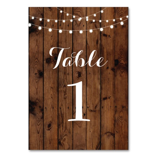 Tarjeta De Mesa Números de tabla Boda Wood Rustic Elegant (Anverso)