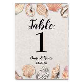 Tarjeta De Mesa Números de tabla Bodas concha la boda de Ocean Bea