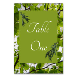 Tarjeta De Mesa Números de tabla Bodas de hojas verdes