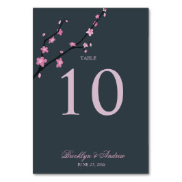 Tarjeta De Mesa Números de tabla Bodas de la flor de cerezo oscuro