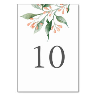 Tarjeta De Mesa Números de tabla botánica simples y elegantes