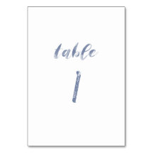 Números de tabla de acuarela azul turbio