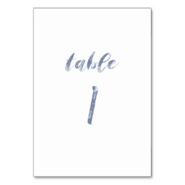 Tarjeta De Mesa Números de tabla de acuarela azul turbio