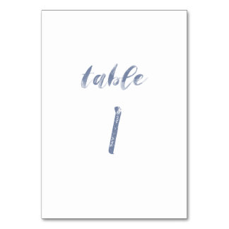 Tarjeta De Mesa Números de tabla de acuarela azul turbio
