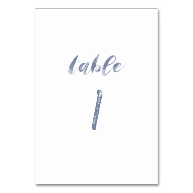 Tarjeta De Mesa Números de tabla de acuarela azul turbio (Anverso)