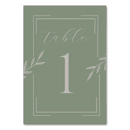 Tarjeta De Mesa Números de tabla de alimentos verdes del Boda Boho