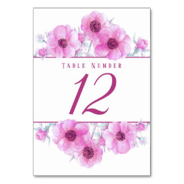 Tarjeta De Mesa Números de tabla de arte de color acuático rosa an