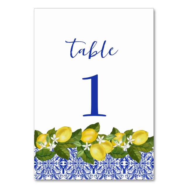 Tarjeta De Mesa Números de tabla de azulejo limonar I italiano (Anverso)