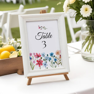 Tarjeta De Mesa Números de tabla de Baby Shower de flores silvestr