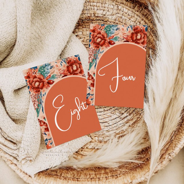 Tarjeta De Mesa Números de tabla de bienvenida | Boho Terracotta F (Subido por el creador)