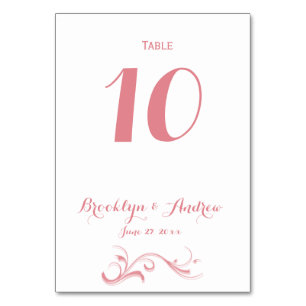 Tarjeta De Mesa Números De Tabla De Boda Blanco Y Rosa personaliza