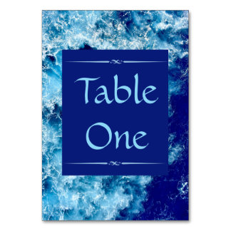Tarjeta De Mesa Números de tabla de Boda de agua del océano azul