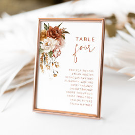 Tarjeta De Mesa Números de tabla de Boda de atardecer floral