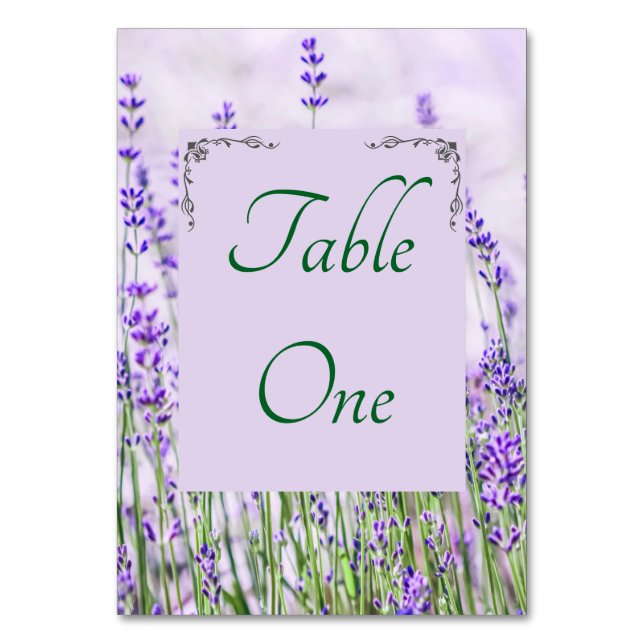 Tarjeta De Mesa Números de tabla de Boda de campos de lavanda (Anverso)