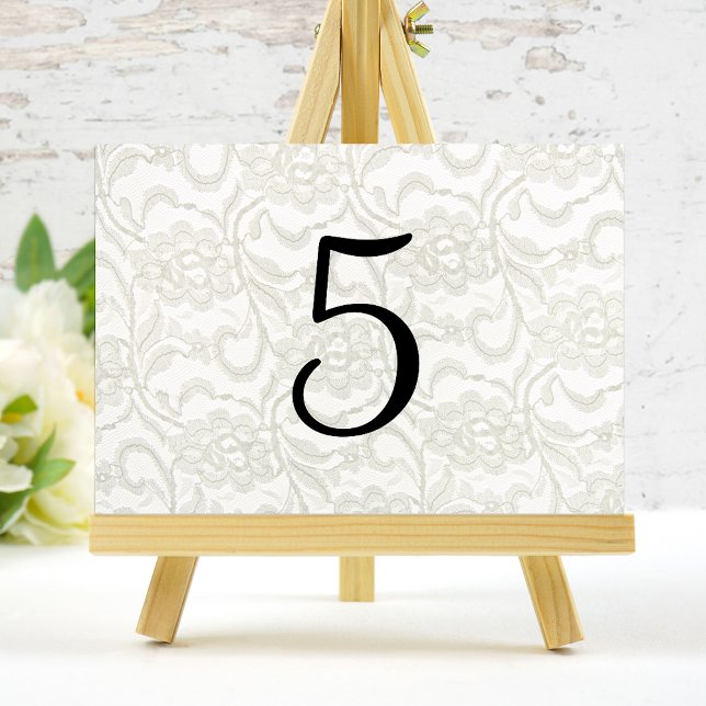 Tarjeta De Mesa Números de tabla de Boda de encaje blanco (Subido por el creador)