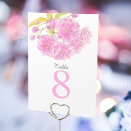 Tarjeta De Mesa Números de tabla de Boda de floración de primavera