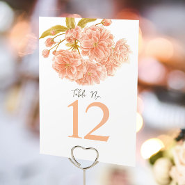 Tarjeta De Mesa Números de tabla de Boda de floración de primavera