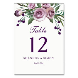 Tarjeta De Mesa Números de tabla de Boda de floral de ciruela mora
