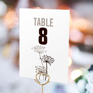 Tarjeta De Mesa Números de tabla de boda de flores gráficas de Che