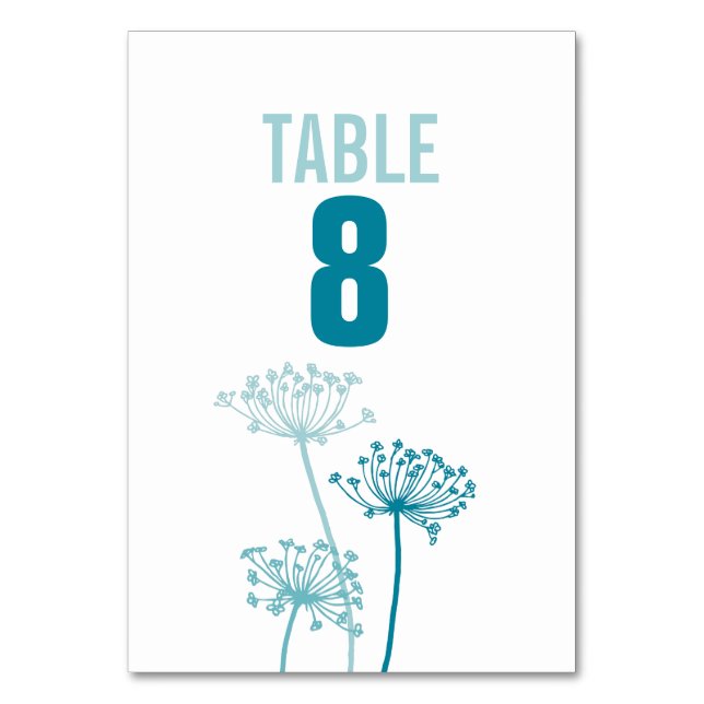Tarjeta De Mesa Números de tabla de boda de flores gráficas de Che (Anverso)