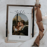 Tarjeta De Mesa Números de tabla de Boda de fotografías de guiones<br><div class="desc">Se trata de un número de mesa elegante y moderno con un bonito tipo de letra caligráfica y un diseño minimalista. Edite la mayoría de la redacción y todos los colores para que este número de la tabla de fotos se ajuste a sus necesidades de evento y estilo personal //...</div>