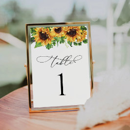 Tarjeta De Mesa Números de tabla de Boda de girasol