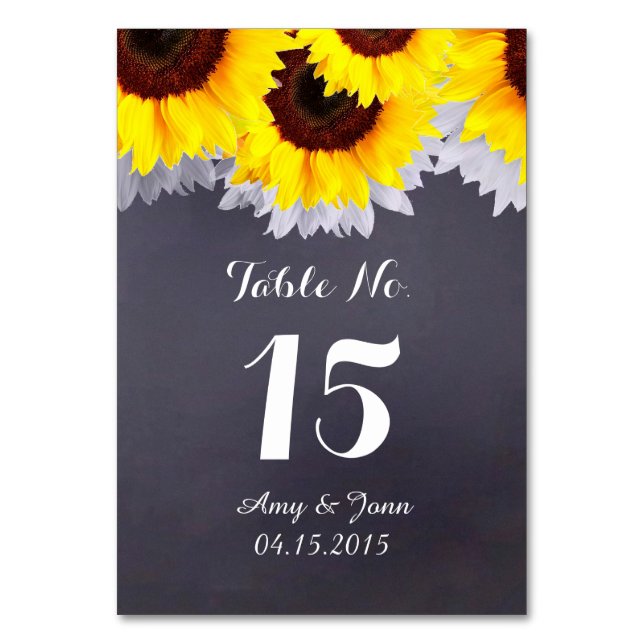 Tarjeta De Mesa Números de tabla de boda de girasol ruso2 (Anverso)