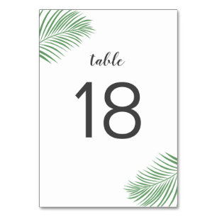 Tarjeta De Mesa Números de tabla de Boda de la hoja de palma tropi
