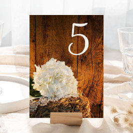 Tarjeta De Mesa Números de tabla de Boda de madera de hidrangea bl