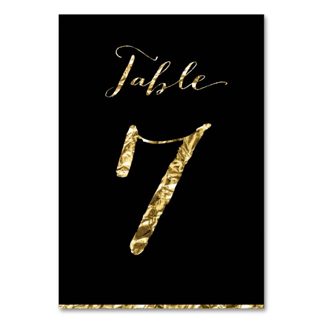 Tarjeta De Mesa Números de tabla de Boda de Relieve metalizado neg (Anverso)