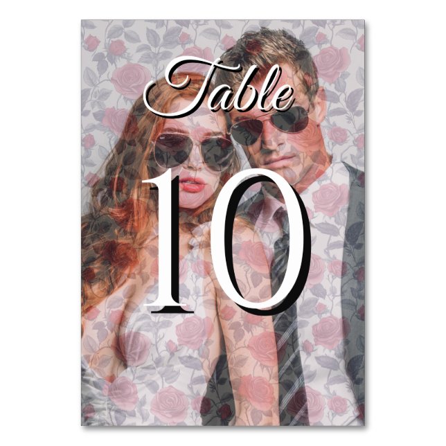 Tarjeta De Mesa Números de tabla de Boda de Rosa (Anverso)