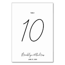 Tarjeta De Mesa Números de tabla de Boda de script simples