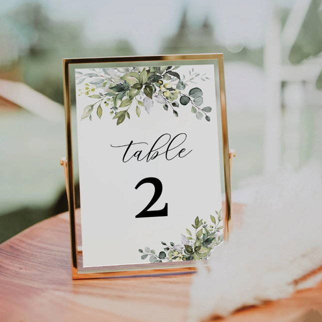 Tarjeta De Mesa Números de tabla de Boda de verde (Subido por el creador)