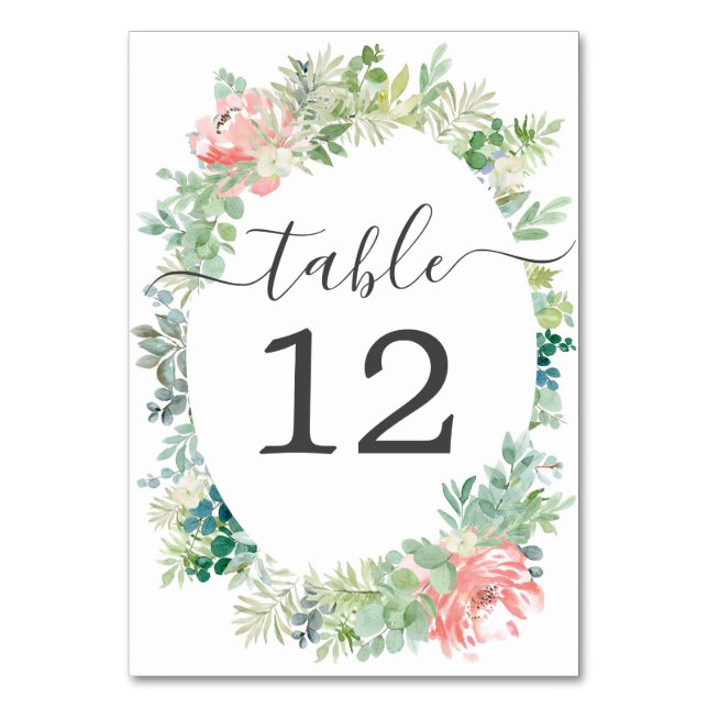Tarjeta De Mesa Números de tabla de Boda de verde suave (Anverso)