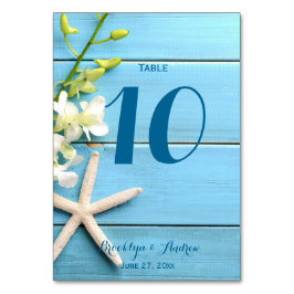 Tarjeta De Mesa Números de tabla de Boda estelar con orquídeas