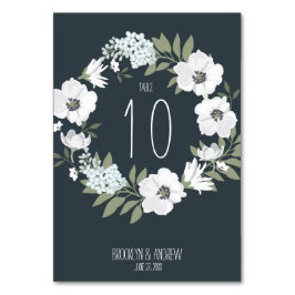 Tarjeta De Mesa Números de tabla de Boda floral con aguja blanca