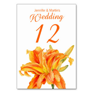 Tarjeta De Mesa Números de tabla de boda floral de Daylily Hemeroc