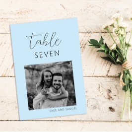 Tarjeta De Mesa Números de tabla de Boda mínimo azul claro