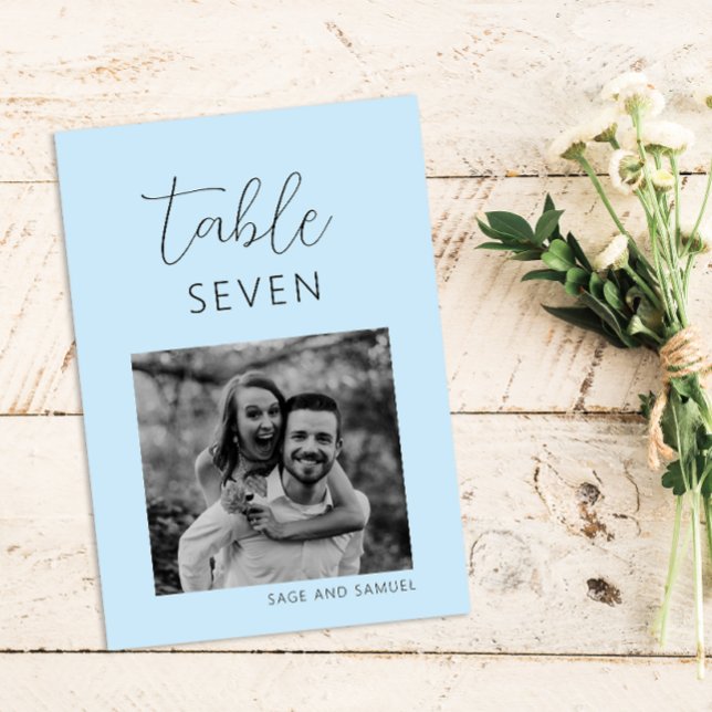Tarjeta De Mesa Números de tabla de Boda mínimo azul claro (Subido por el creador)