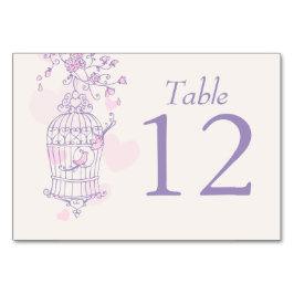 Tarjeta De Mesa Números de tabla de boda púrpura rosa de la jaula 
