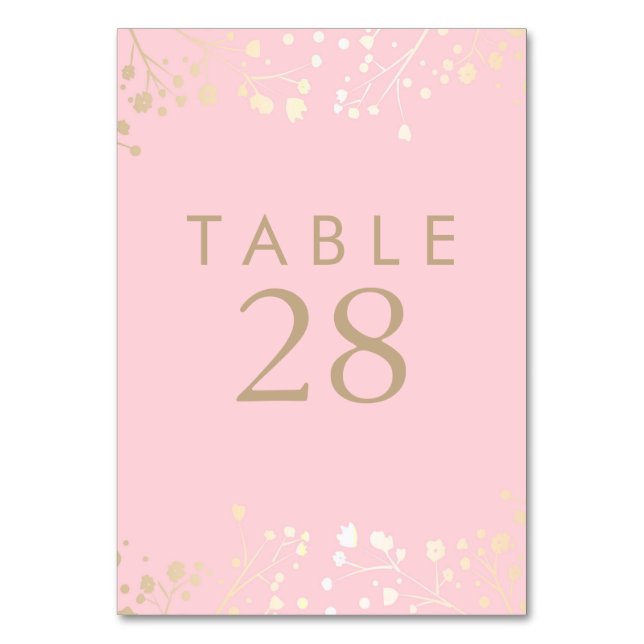 Tarjeta De Mesa Números de tabla de Boda rosa de aliento del bebé  (Anverso)