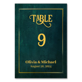Tarjeta De Mesa Números de tabla de Boda verde oscuro vintage