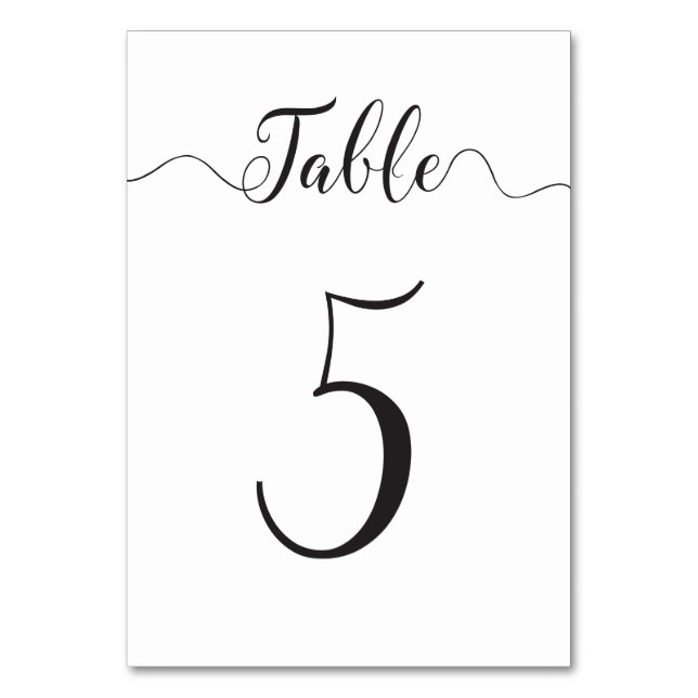 Tarjeta De Mesa Números de tabla de bodas Cuadro 5 (Anverso)