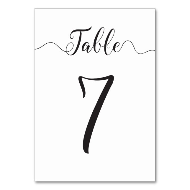 Tarjeta De Mesa Números de tabla de bodas Cuadro 7 (Anverso)